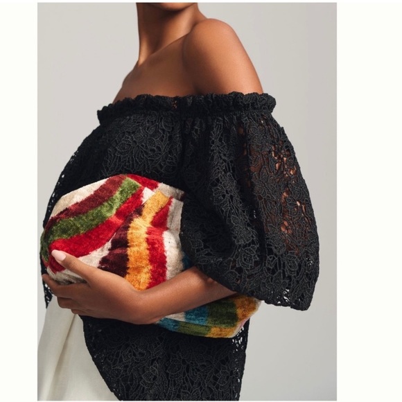 ANTHROPOLOGIE MAEVE Off-The-Shoulder Cutwork Top Black - Picture 7 of 9